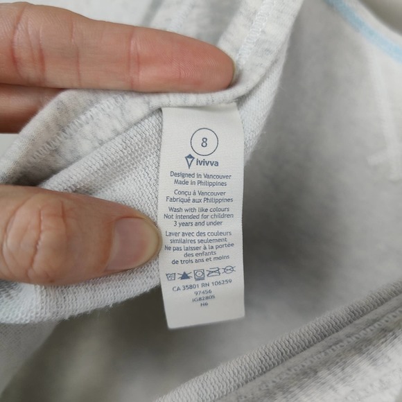 Ivivva Lululemon Feels Good Jumpsuit Girls 8 Heather Gray Purple French Terry - Picture 8 of 9